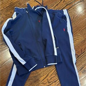 Polo by Ralph Lauren Men’s Blue Sweat Suit Navy Blue with White Stripes